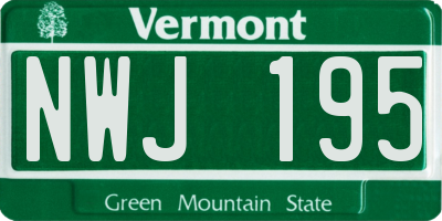 VT license plate NWJ195