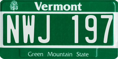 VT license plate NWJ197