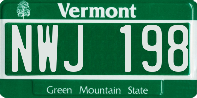 VT license plate NWJ198