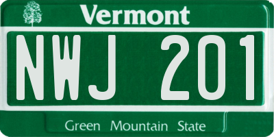 VT license plate NWJ201