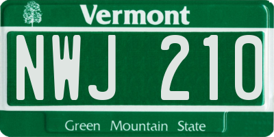 VT license plate NWJ210