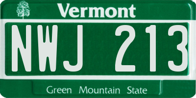 VT license plate NWJ213