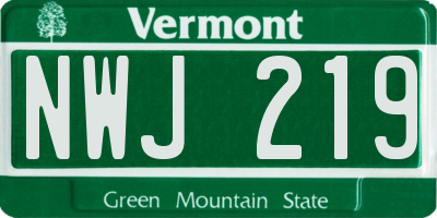 VT license plate NWJ219