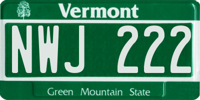 VT license plate NWJ222