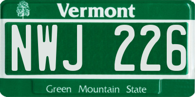 VT license plate NWJ226