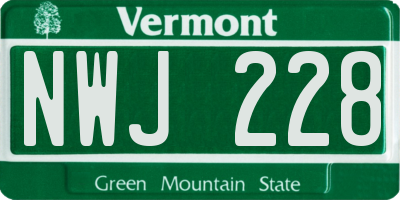 VT license plate NWJ228