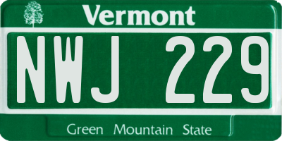 VT license plate NWJ229
