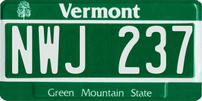 VT license plate NWJ237