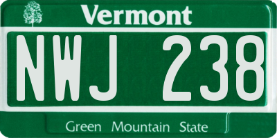 VT license plate NWJ238