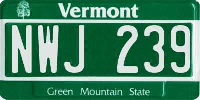 VT license plate NWJ239