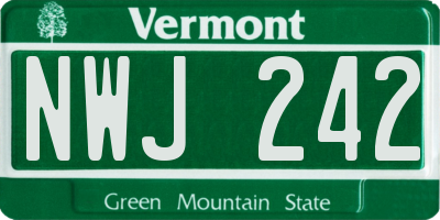 VT license plate NWJ242