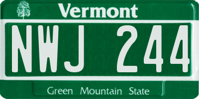 VT license plate NWJ244