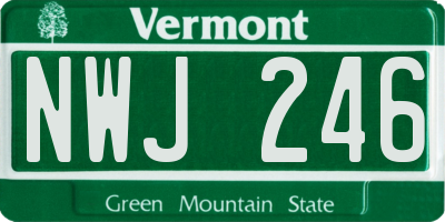 VT license plate NWJ246