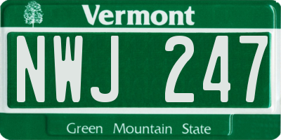 VT license plate NWJ247