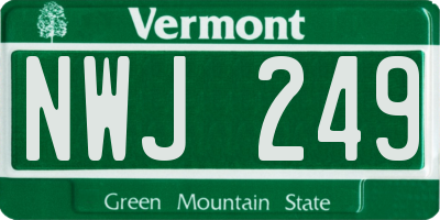 VT license plate NWJ249