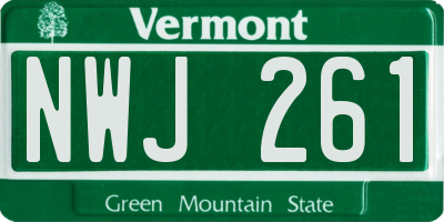 VT license plate NWJ261