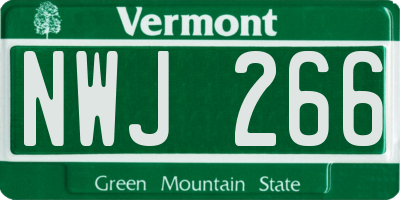 VT license plate NWJ266