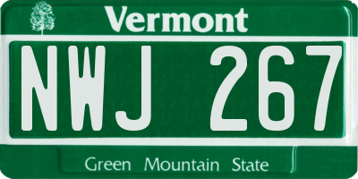 VT license plate NWJ267
