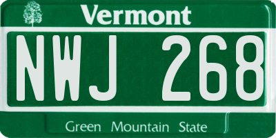 VT license plate NWJ268