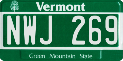 VT license plate NWJ269