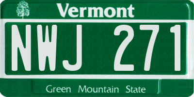 VT license plate NWJ271
