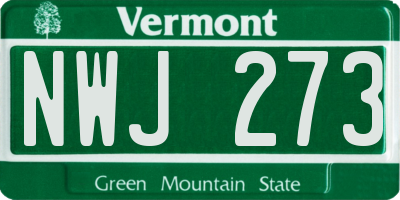 VT license plate NWJ273