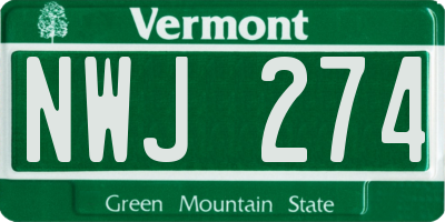 VT license plate NWJ274