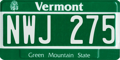 VT license plate NWJ275
