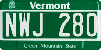 VT license plate NWJ280