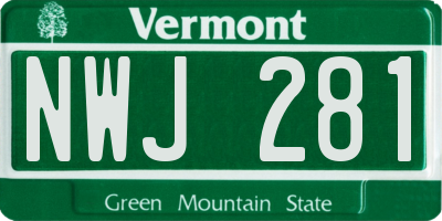 VT license plate NWJ281