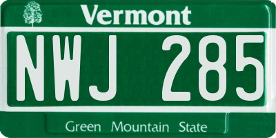 VT license plate NWJ285
