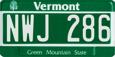 VT license plate NWJ286
