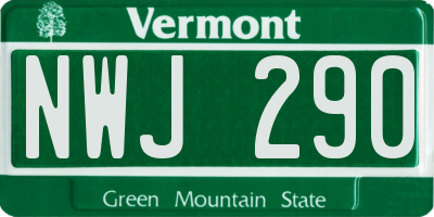 VT license plate NWJ290