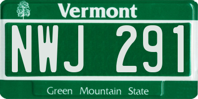 VT license plate NWJ291