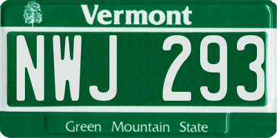 VT license plate NWJ293