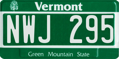 VT license plate NWJ295