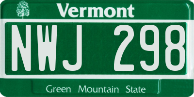 VT license plate NWJ298