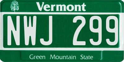VT license plate NWJ299