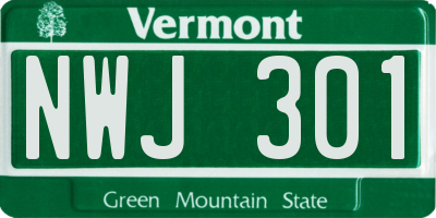 VT license plate NWJ301