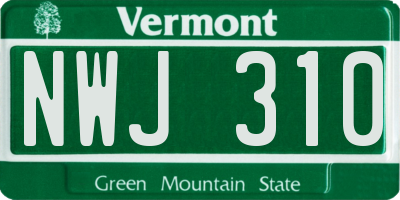 VT license plate NWJ310