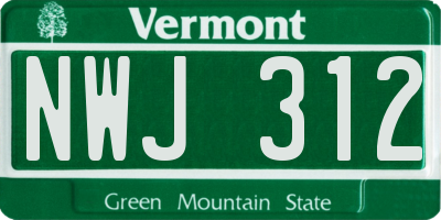 VT license plate NWJ312