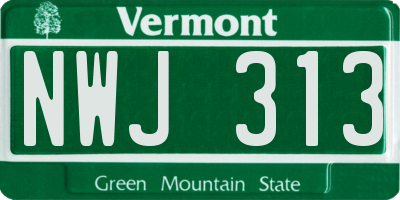 VT license plate NWJ313