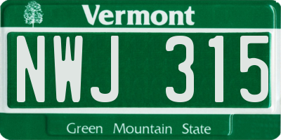 VT license plate NWJ315