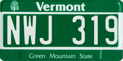 VT license plate NWJ319