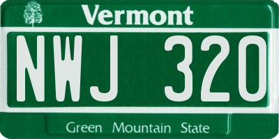 VT license plate NWJ320