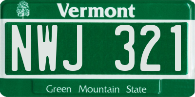 VT license plate NWJ321