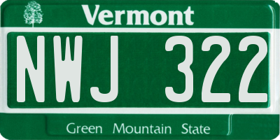 VT license plate NWJ322