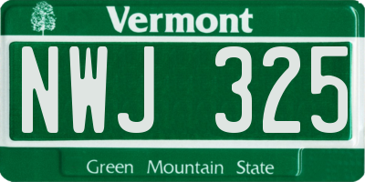 VT license plate NWJ325