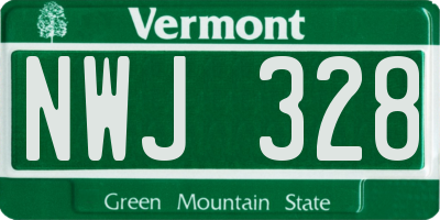 VT license plate NWJ328
