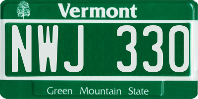 VT license plate NWJ330